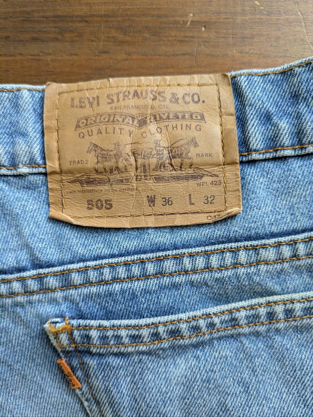 Levi's 505 Straight Leg Jeans, Men's 36 X 32 in Faded Blue Denim
